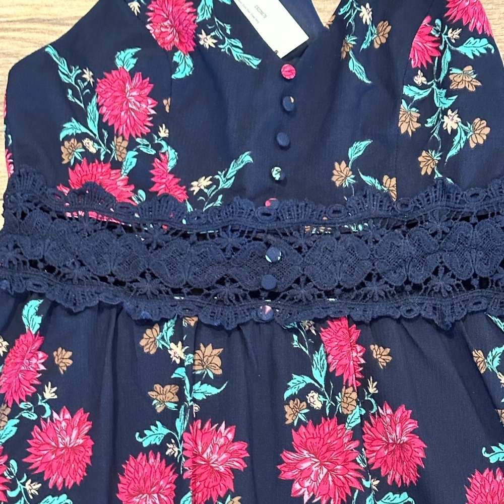 NWT! Pink Lily Boutique Blue Floral Maxi Dress Size Medium - Picture 7 of 12